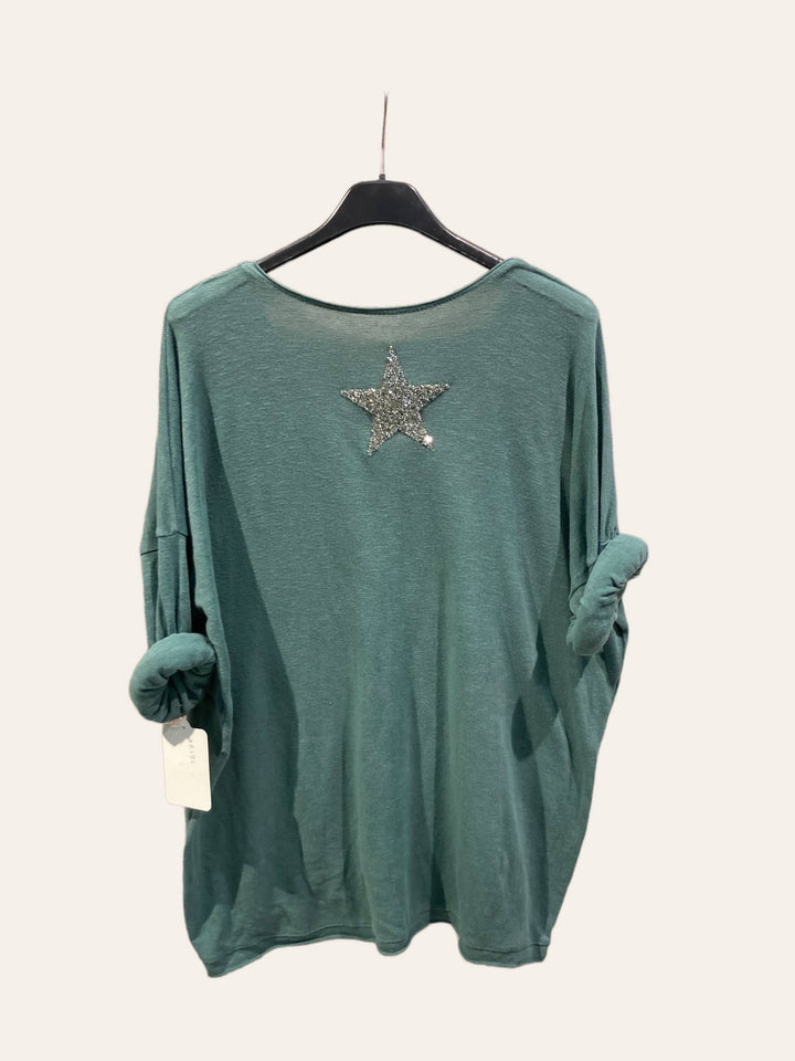 Cotton top with a rhinestone star : CAMEL