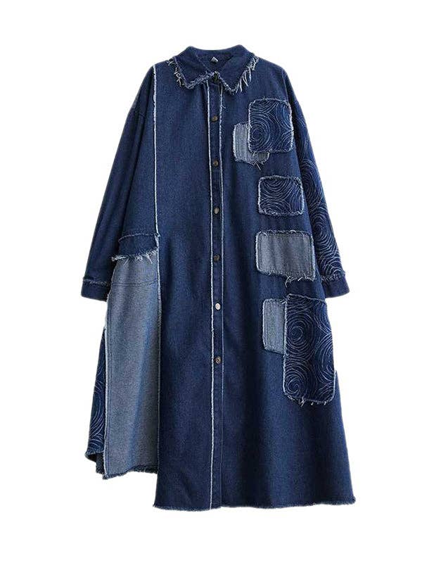 Asymmetric Buttoned Duster: BLK
