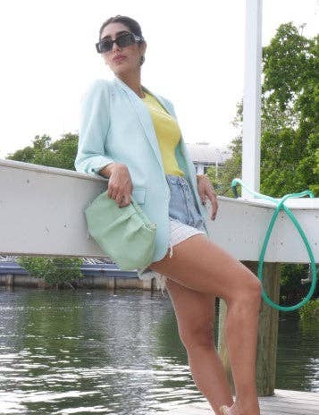 Blazer, Ruched Seafoam, Silver Queen Bee: Medium