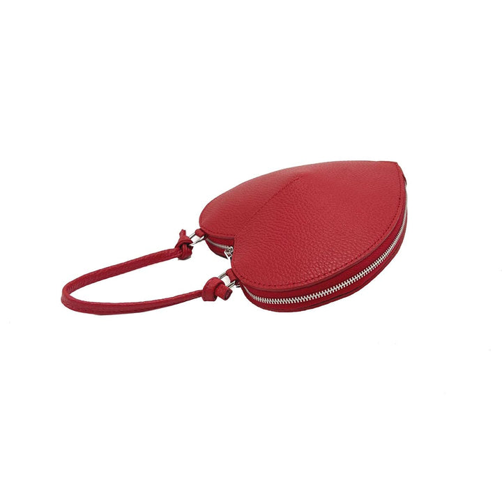 Heart Leather  bag, Made in Italy,112587: Blk