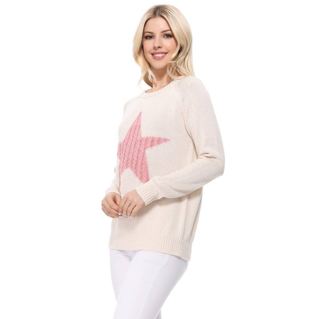 Star Sweater MK3506STAR: NAVY/OATMEAL / M
