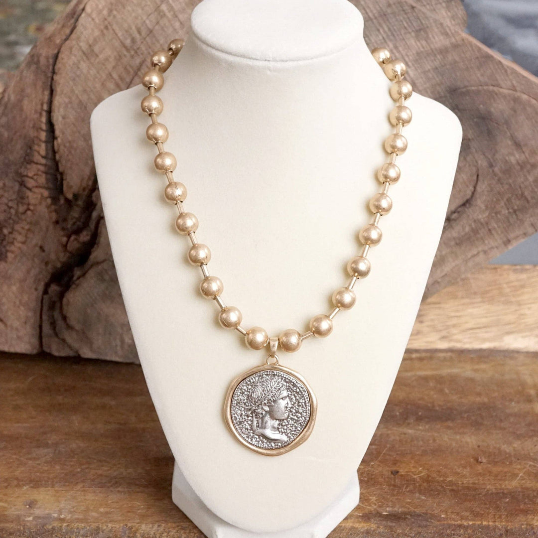 Coin Chunky Ball Chain  Neck: Silver