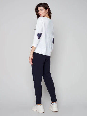 Embroidered Hearts Sweater - Natural - C2484