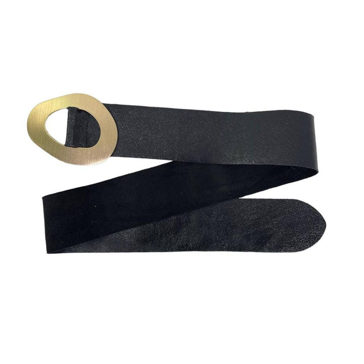 Metallic Leather Suede Belt with buckle: Bronze