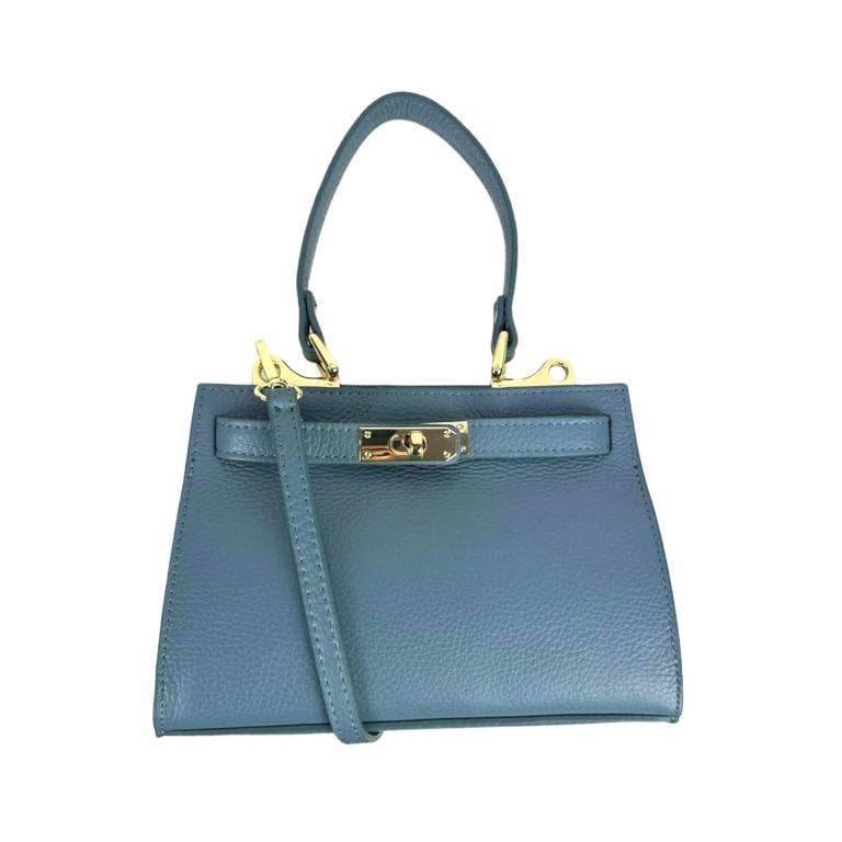 Women's Italian Leather Bag: Navy blue