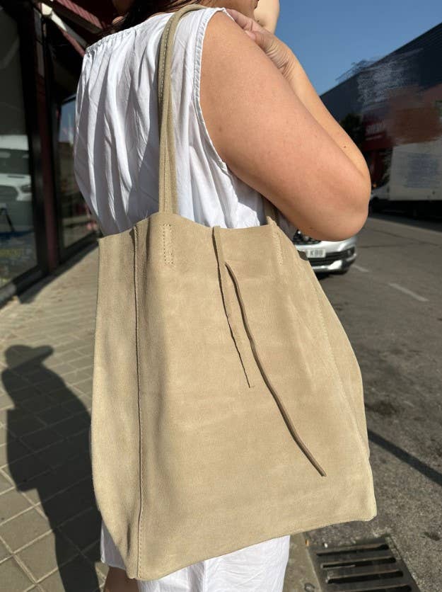 Italian Leather Bag Suede: Black