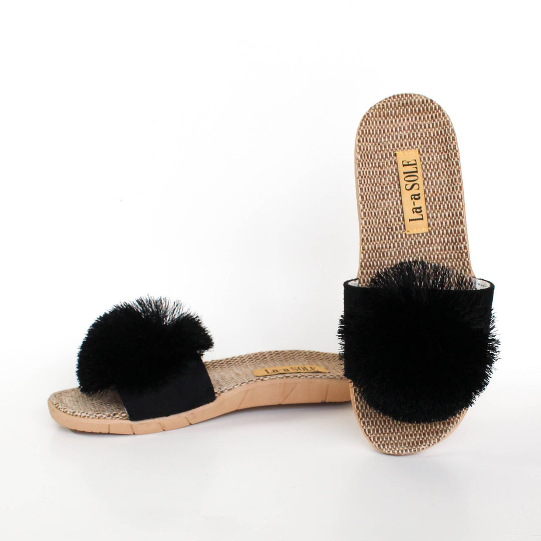 Blk Pom Pom Slide