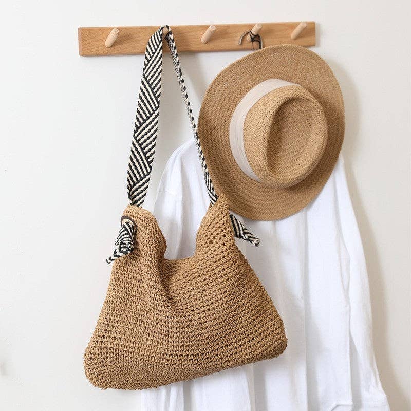 Straw Woven Beach Bag /DEEP BEIGE