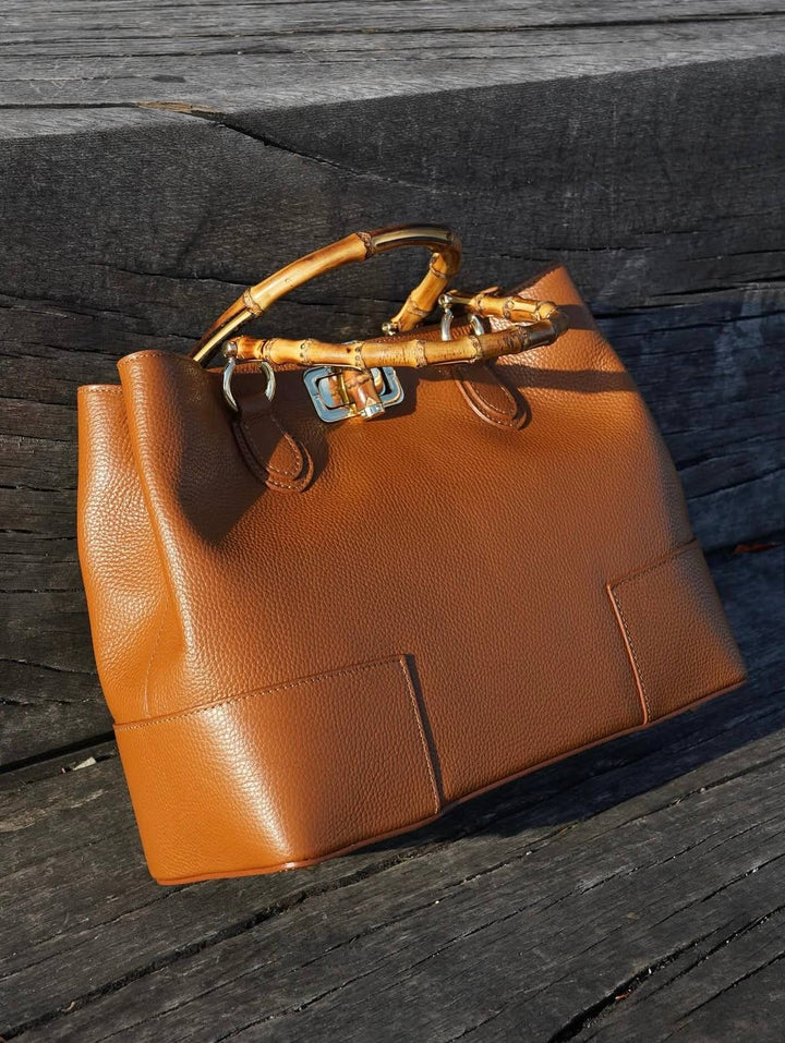 Bamboo Bag in Leather – Made in Italy Nero