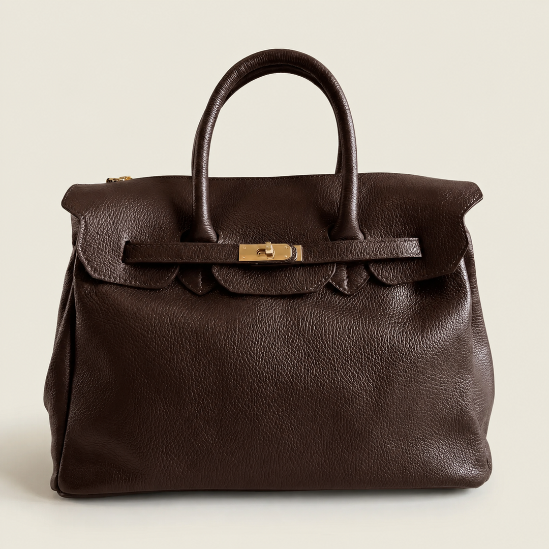 Maxi Bag Leather Made in Italy: Cognac