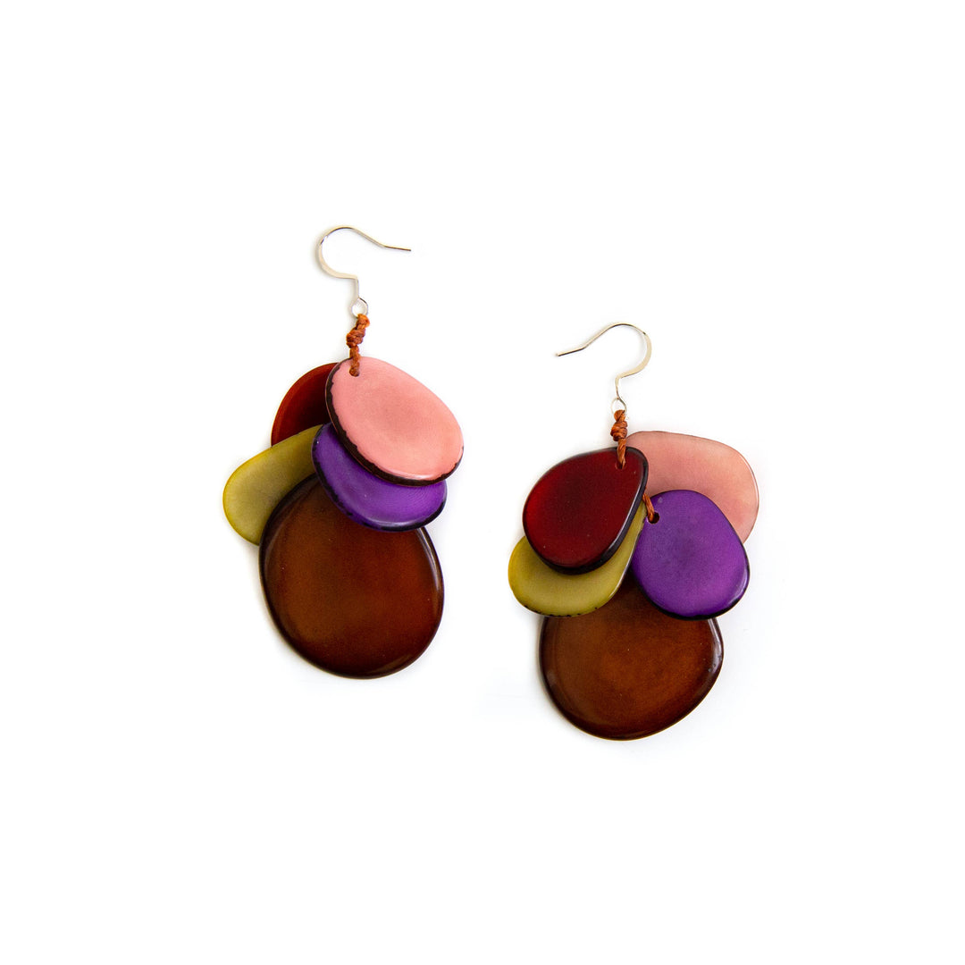 Jordin Earrings: Burgundy/Cafe con Leche