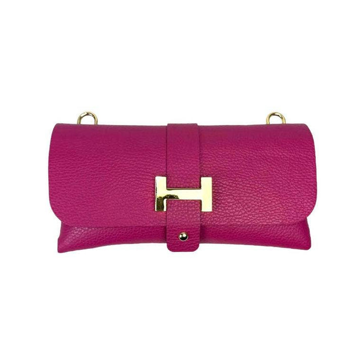 Leather Bag with Chain Handle : Brown