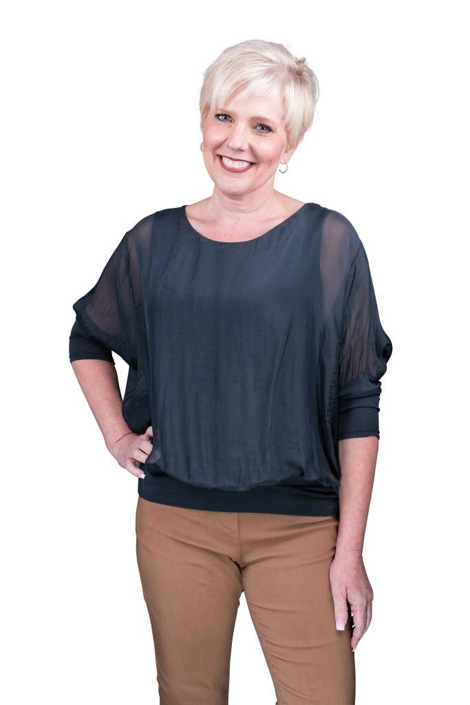 Silk Banded Blouse (BQ206):Army