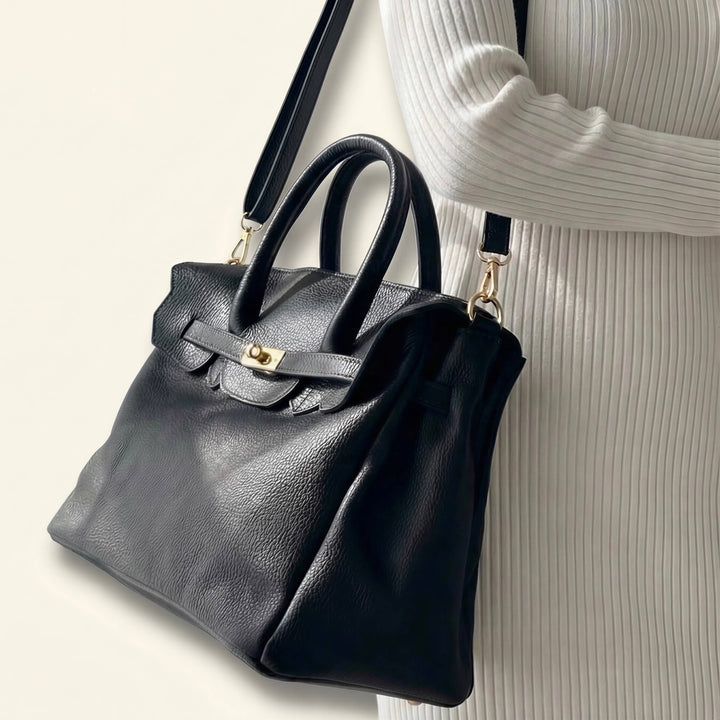 Maxi Bag Leather Made in Italy: Cognac