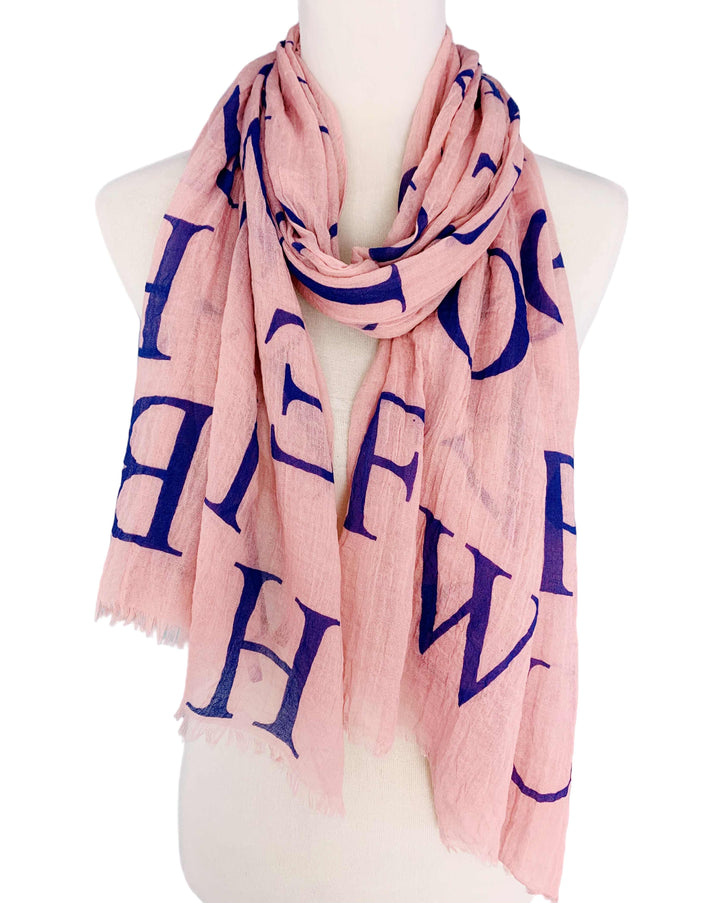 Alphabet Prints Scarf: Aqua