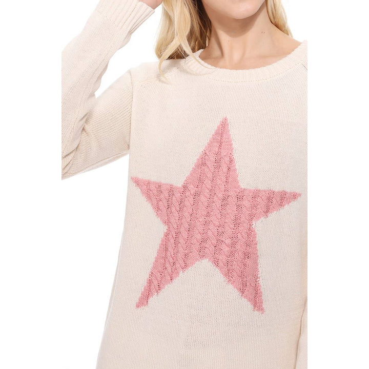 STAR SWEATER: BLACK/PINK / L