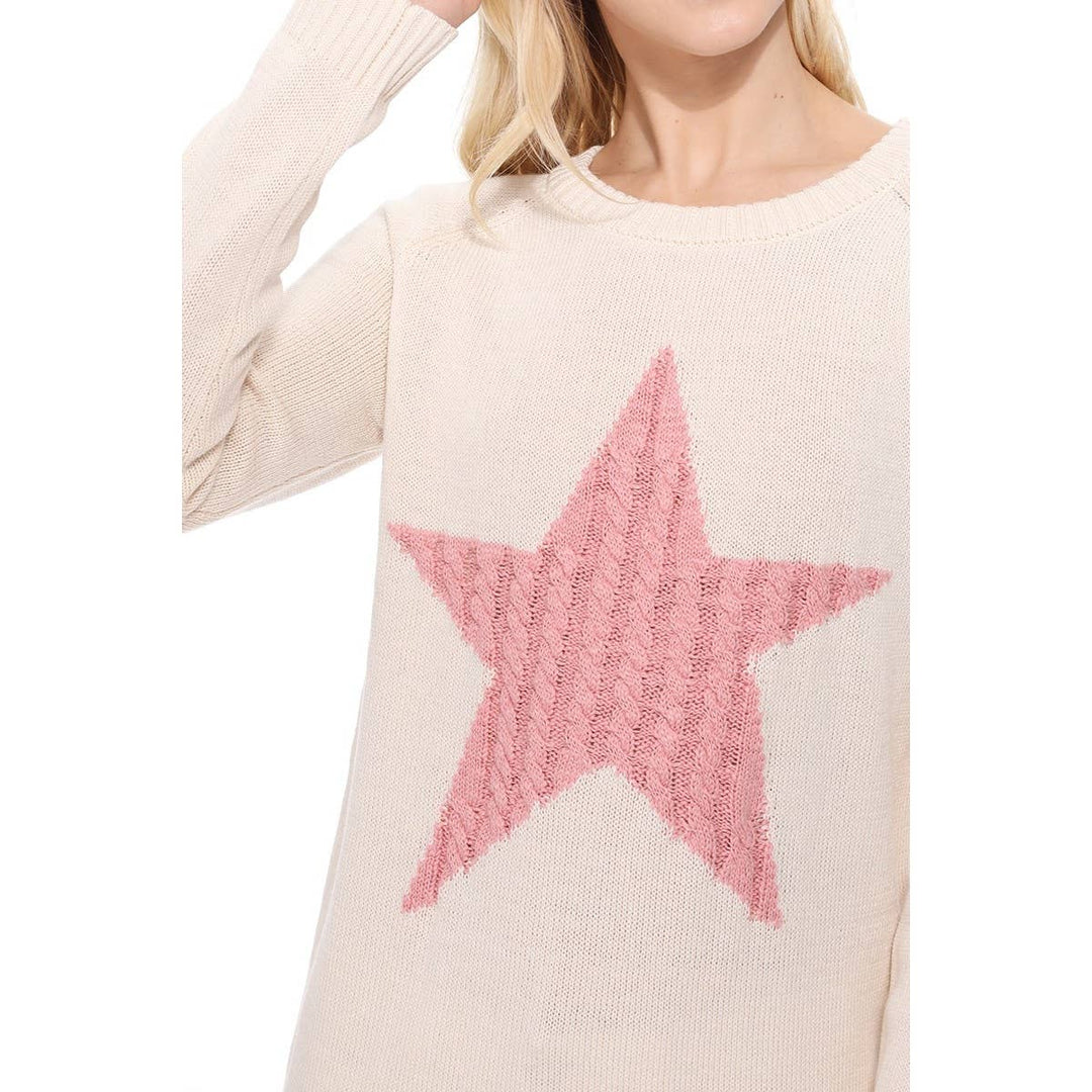 STAR SWEATER: BLACK/PINK / S