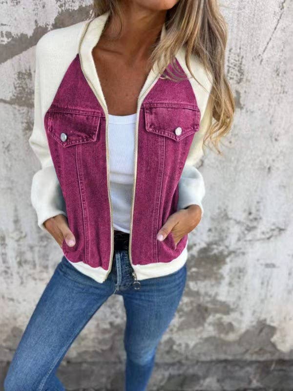 Zip up denim JKT: Grey / M