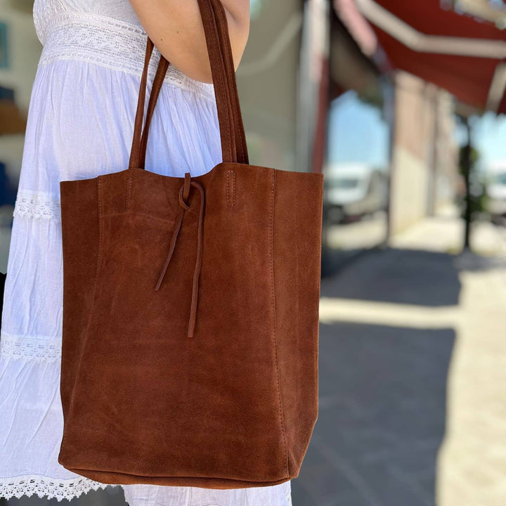 Italian Leather Bag Suede: Black