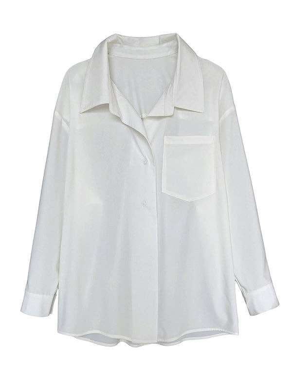 Buttoned Back Blouses: WHITE / L