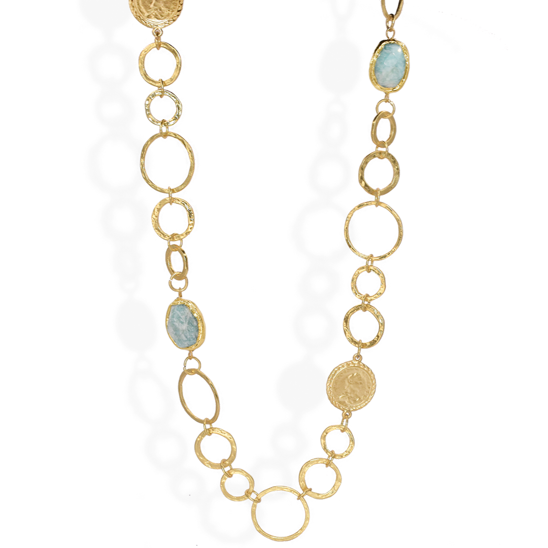 Amazonite X Coins Long Necklace