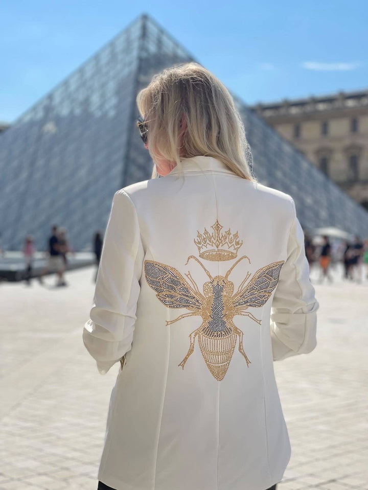 Gold Queen Bee Blazer - White: LARGE