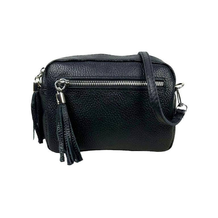 Leather shoulder bag with fringe: Grass Green