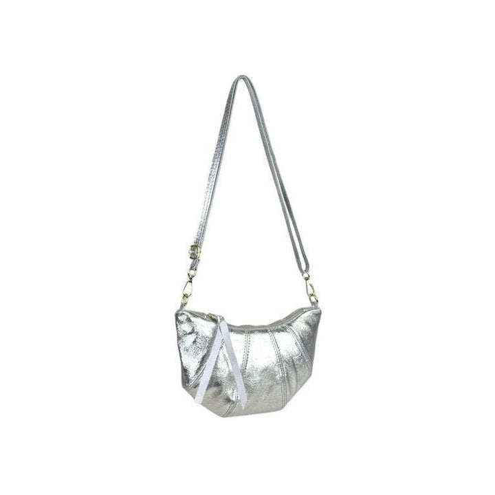 Leather Shoulder Bag 1/2 Moon: Silver