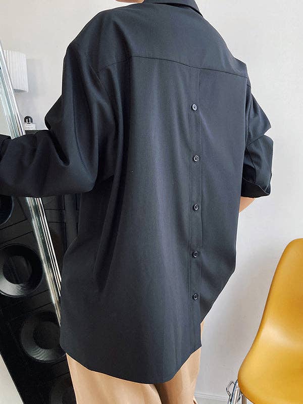 Buttoned Back Blouses: WHITE / L