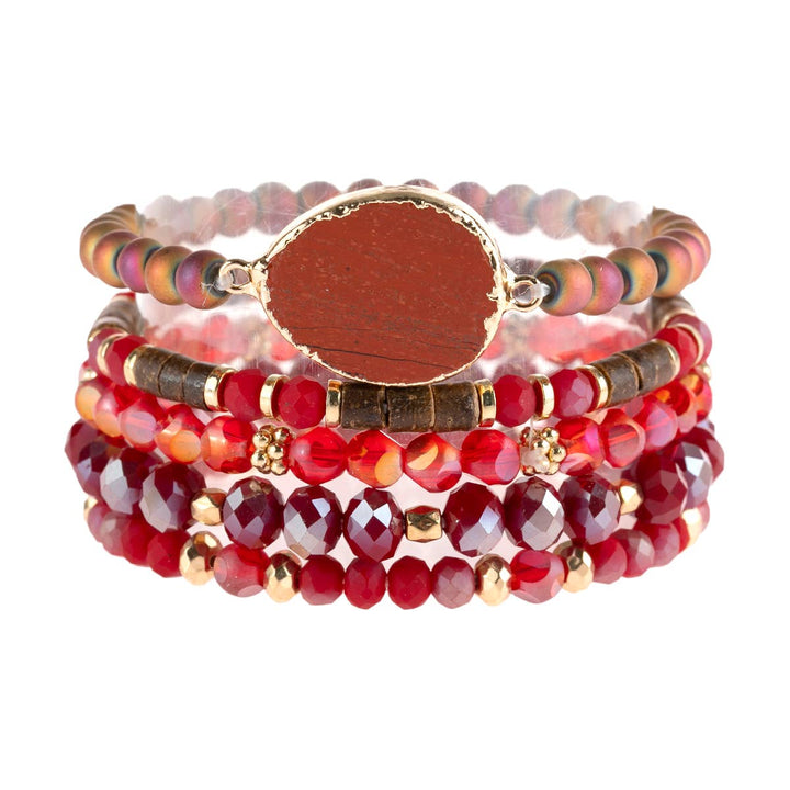 NATURAL STONE CHARM MIXED BRACELETS: BLACK