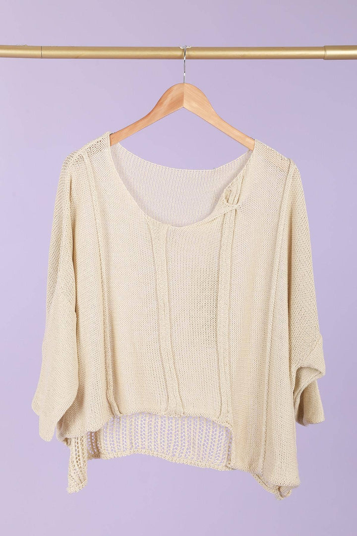 61113 100% COTTON SWEATER: Beige