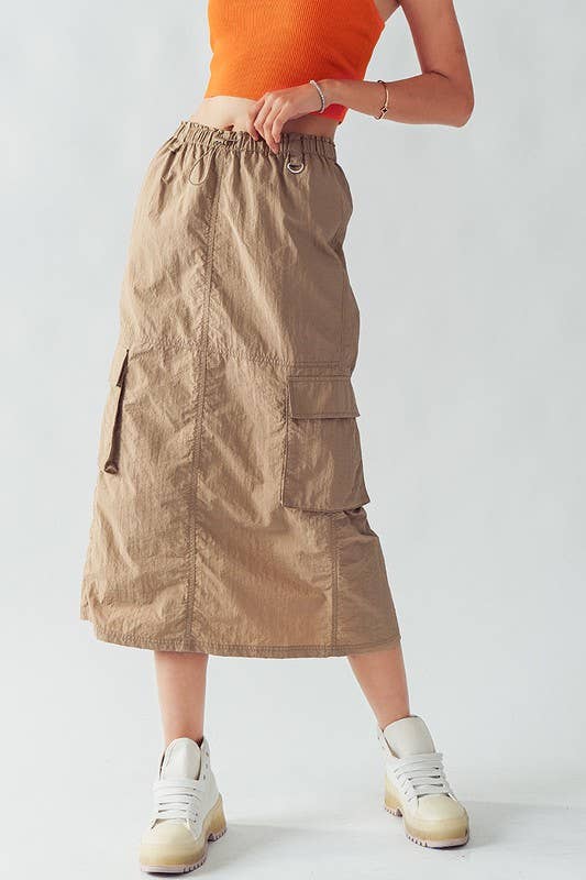 MIDI PARACHUTE SKIRT: SLATE