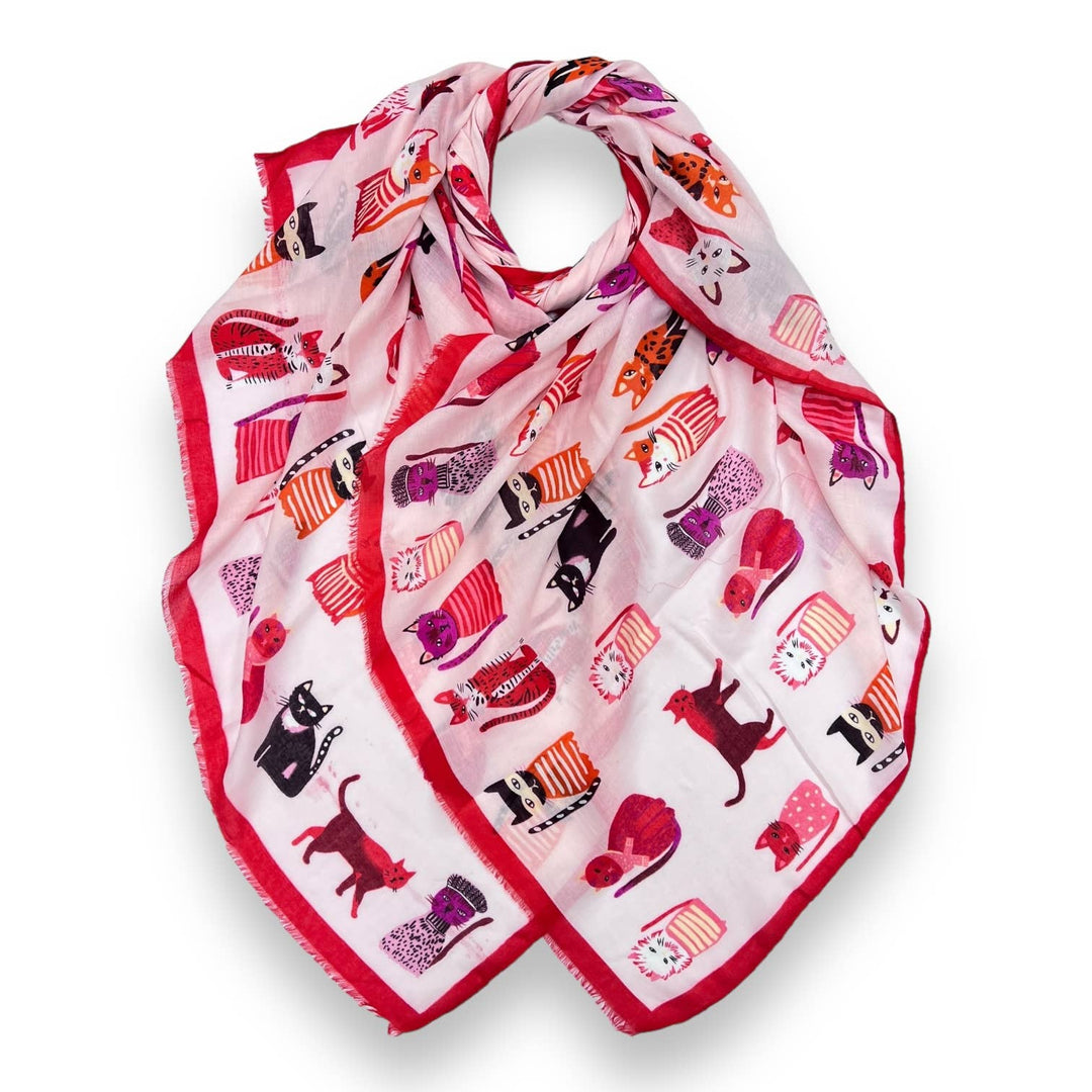 Cats wearing hats print scarf: Black