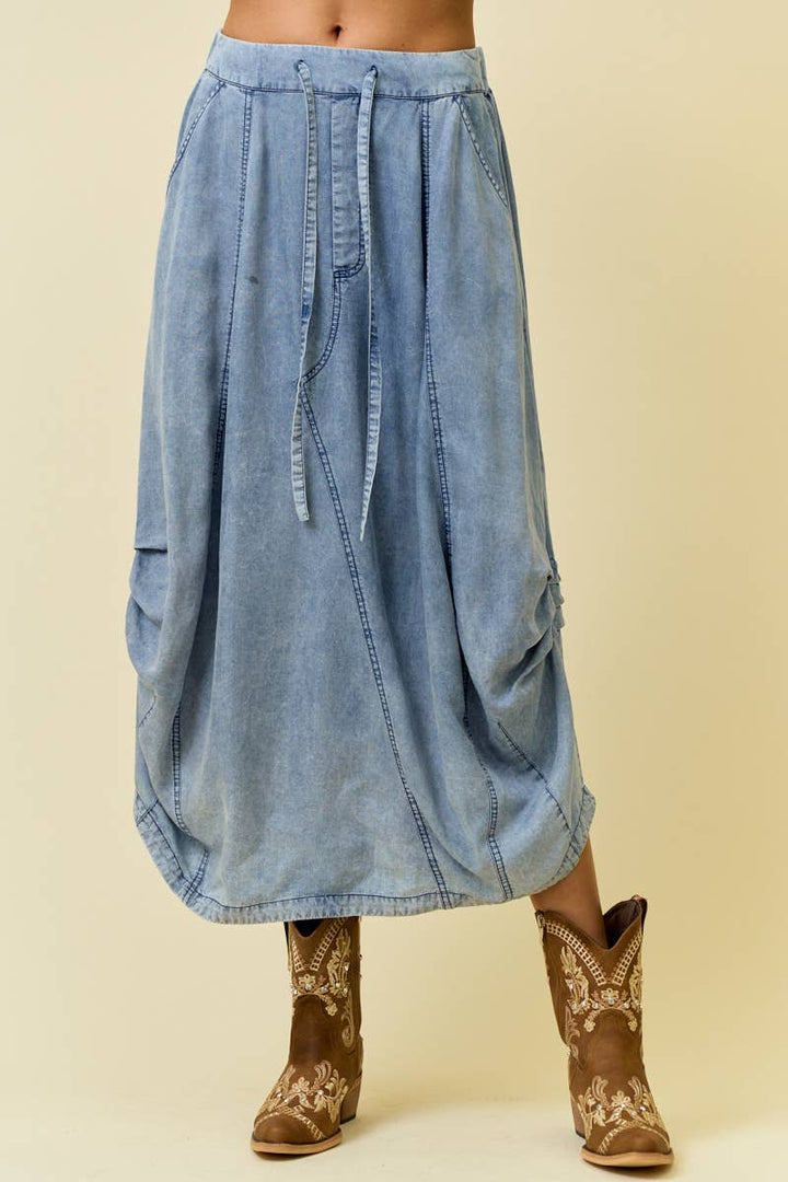 TENCEL SKIRT- 6557S-2: DENIM / S