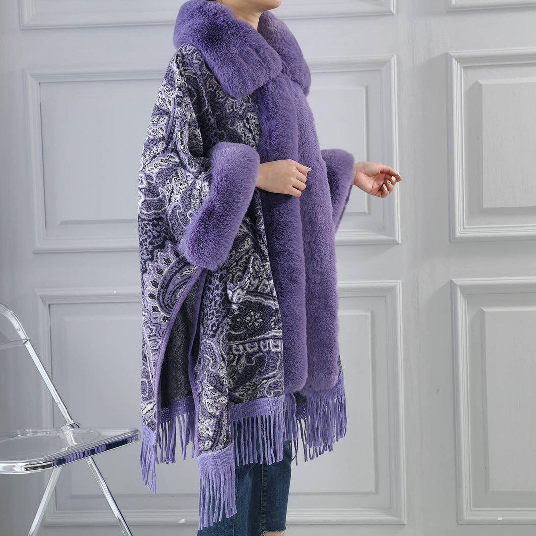 PEACH ACCESSORIES - PE361 Paisley print cape: Fucshia