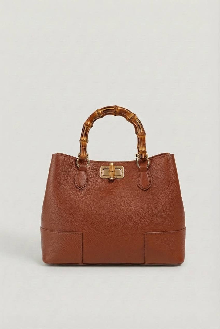 Bamboo Bag in Leather – Made in Italy Moro