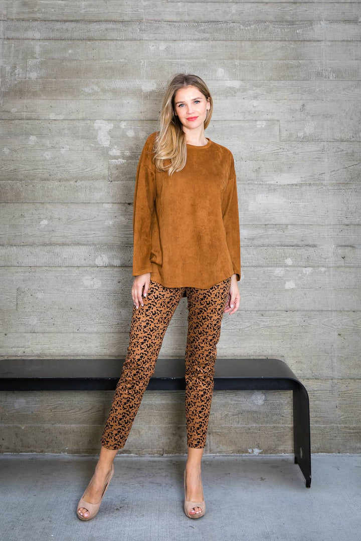Adi Stretch Suede Top: UMBER / S / A5418