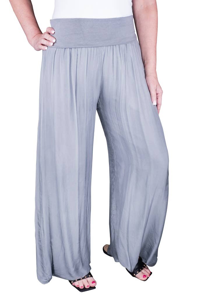 Foldover Waist Silk Pant (PL203):Espresso