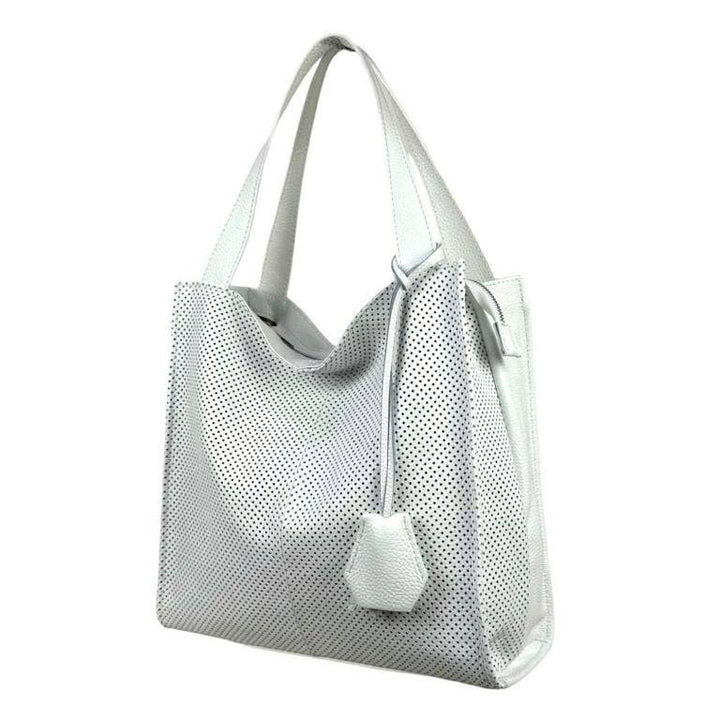 Leather Shopper Bag: Khaki