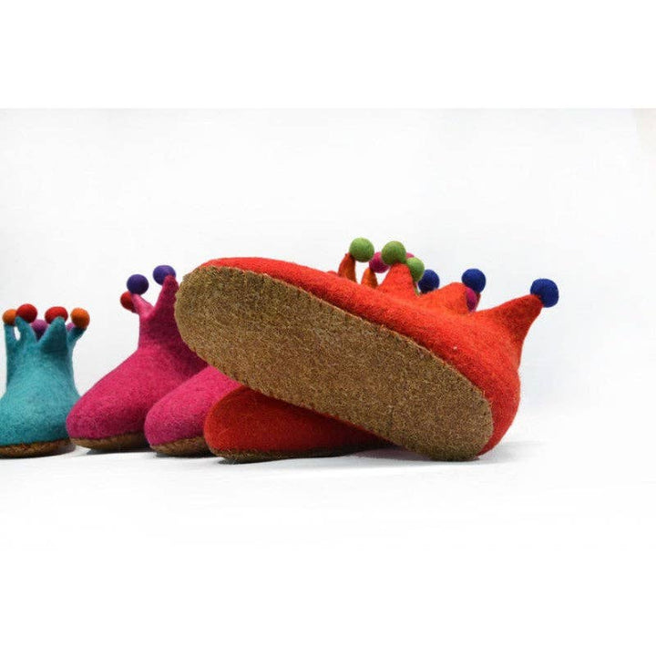 Felted Crown Shoes for Kids-: Magenta