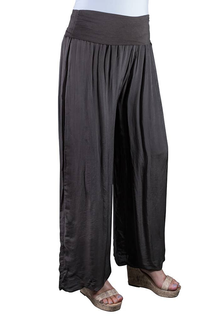 Foldover Waist Silk Pant (PL203):Army