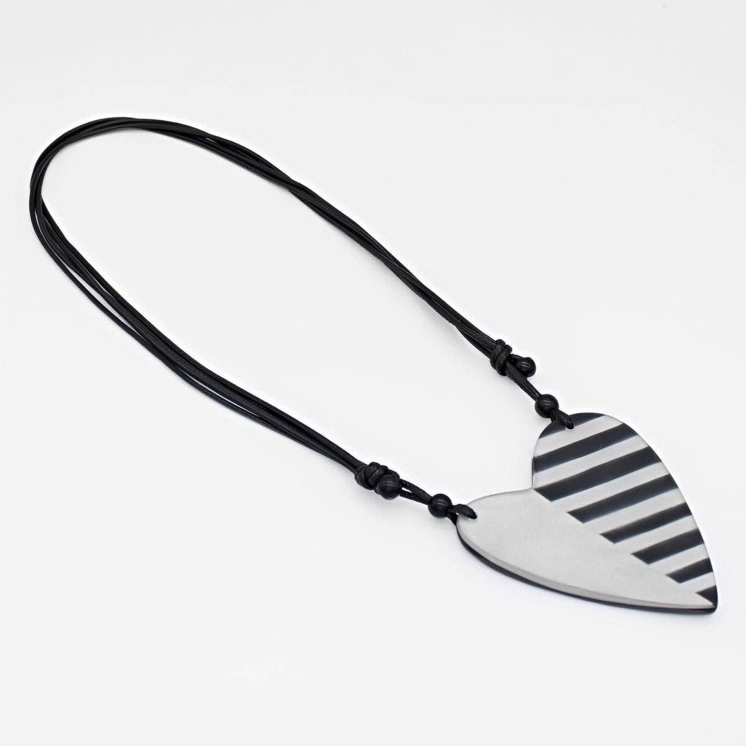 Silver and Black Heart Pendant
