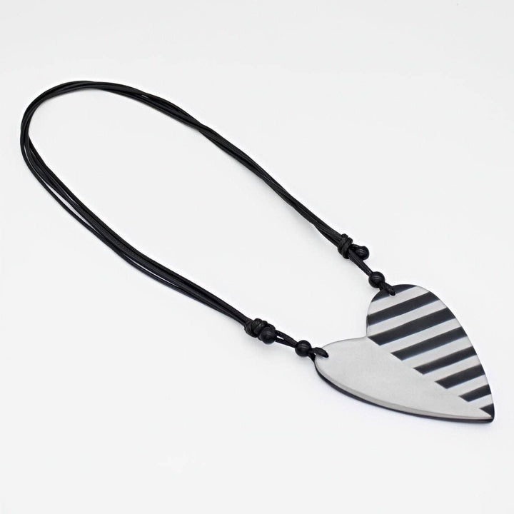 Silver and Black Heart Pendant