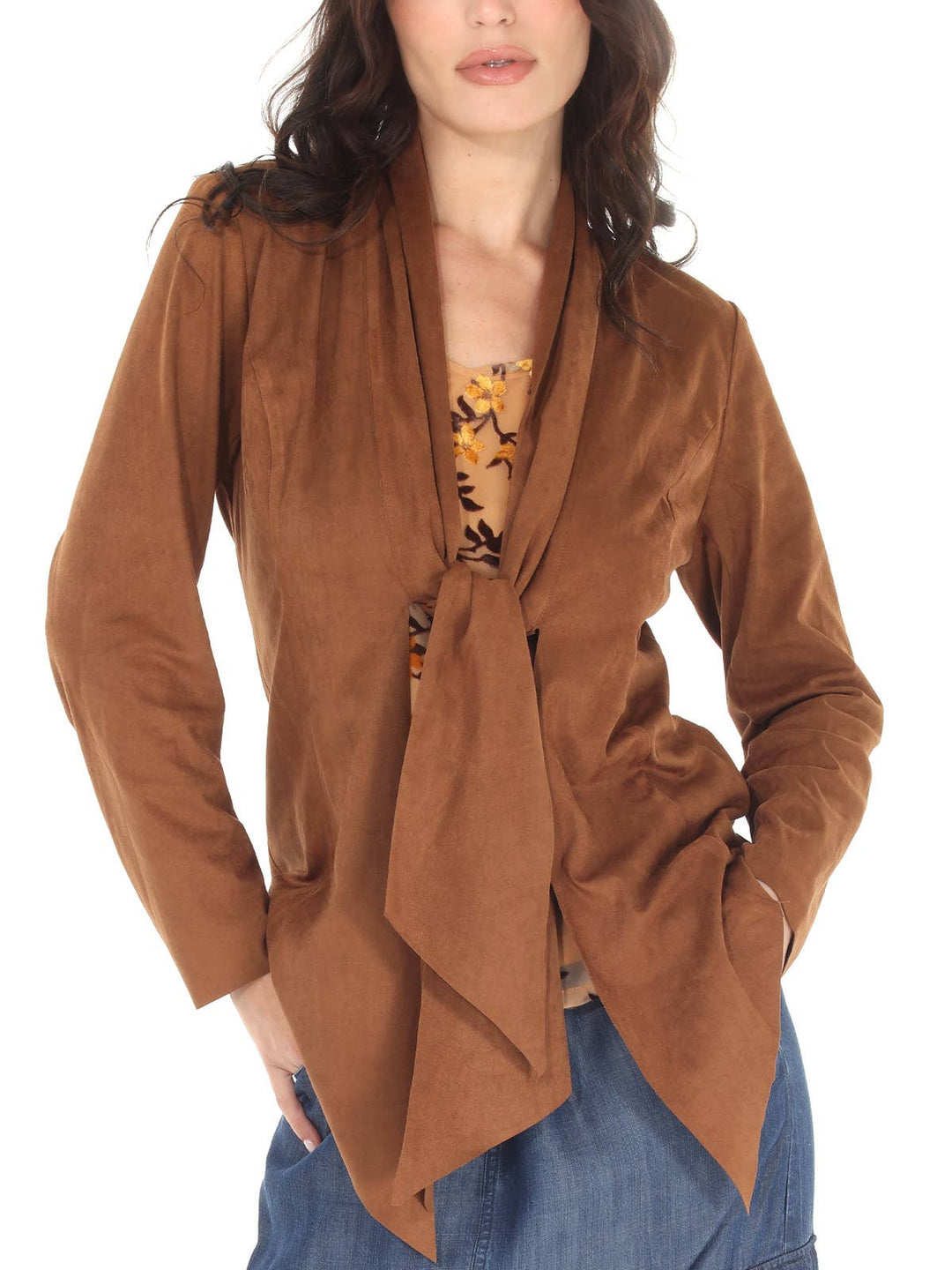 Tie Front Jacket: Chocolate / S