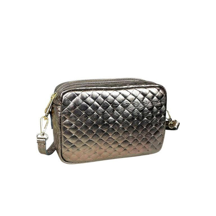 Crossbody Bag in Leather: Silver