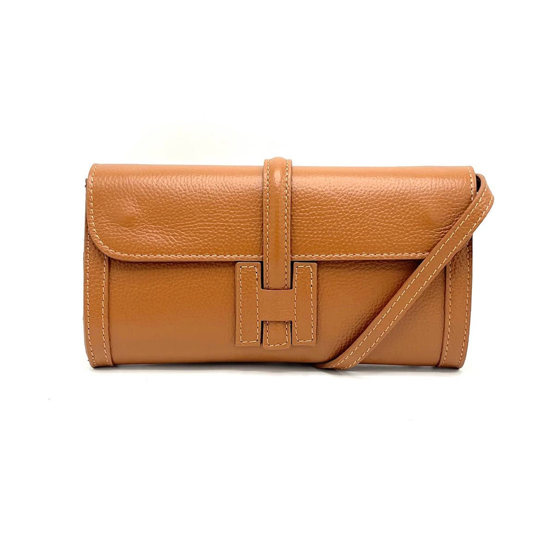 Leather clutch bag, Made in Italy, 112532: Blk