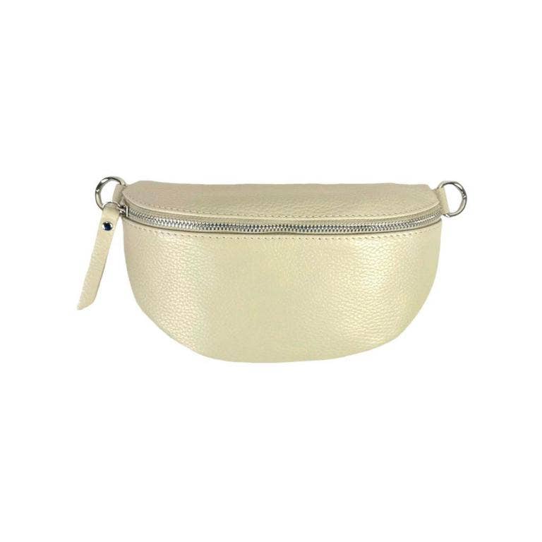 Italian Leather Waist Bag with Zipper: Mustard