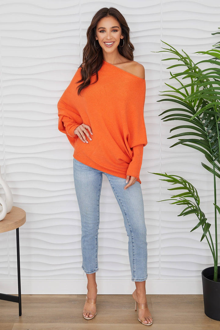 ASYMMETRICAL SWEATER (ORANGE): M/L