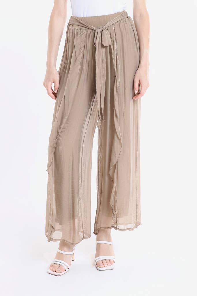 Wrap Front Silk Pant (PL214):Navy