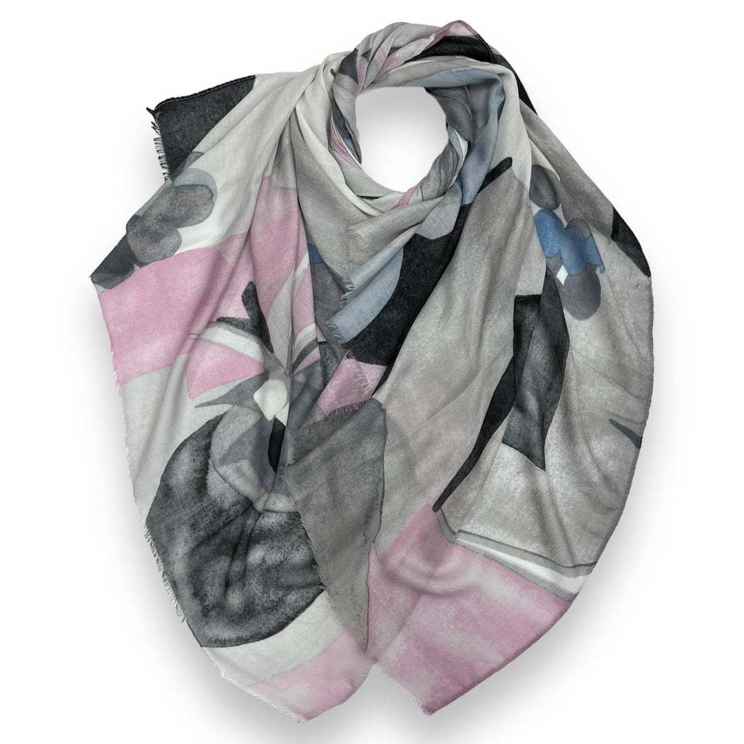 Soft Abstract painting scarf: Beige
